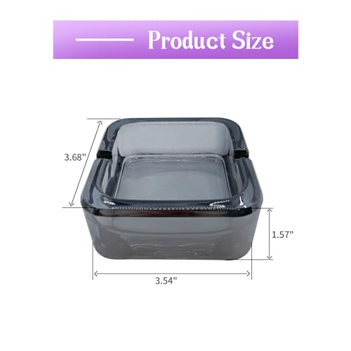 Crystal Glass Square Ashtray, Modern Style, Gray