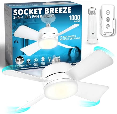 White 10-Inch Ceiling Fan with LED Light and Remote - Modern Fan for Bedroom & Living Room