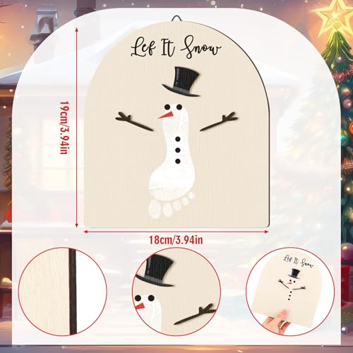 Beeveer Christmas Baby Footprint DIY Mistletoe Snowman Sign (Snowman)