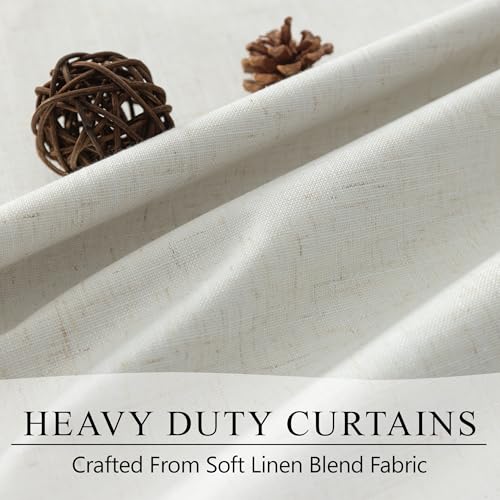 DANCURTON 52x84-Inch Linen Blend Blackout Curtains 2 Panels - Natural