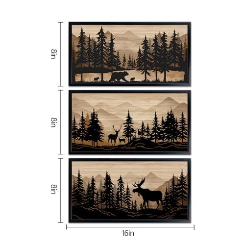 Rustic Cabin Wall Art Set - Woodland Animal Decor for Bathroom & Bedroom