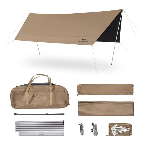 Naturehike 16.4 x 12.5 ft Waterproof Camping Tent Tarp with Poles & Rain Shelter