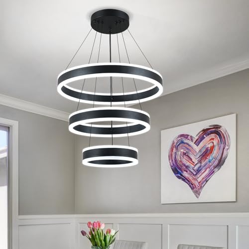 Modern LED Chandelier Adjustable Hanging Pendant Light Fixture - Circular-Sxfgh