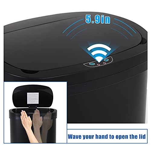 Automatic 13 Gallon Stainless Steel Trash Can with Lid - Touchless Sensor