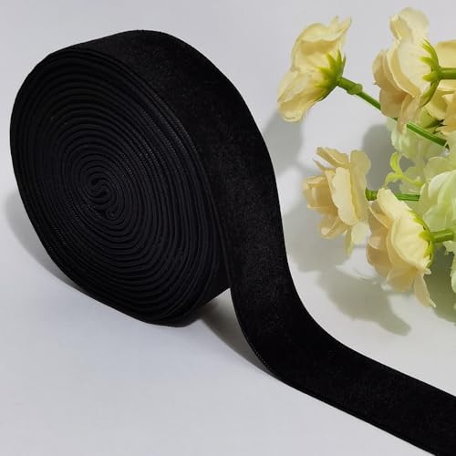 Wedding Gift Box DIY Velvet Ribbon Black 1''x6Yards — 6 Yard Roll
