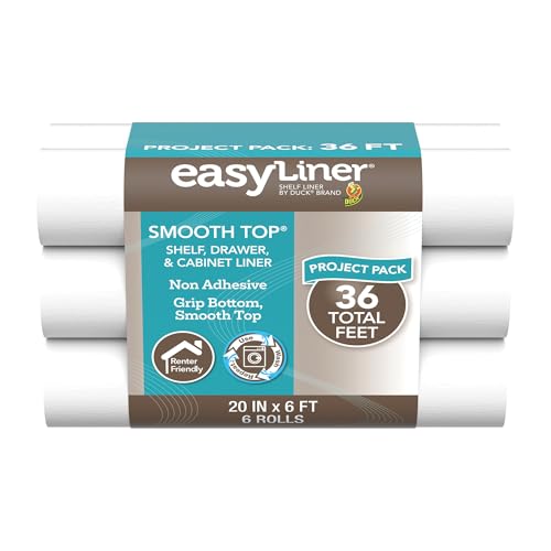 Non Slip Shelf Liner for Cabinets & Drawers - White, 20 in x 6 ft (6 Pack)
