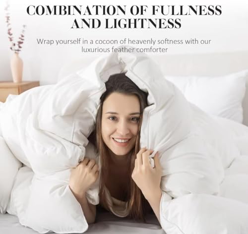 WhatsBedding King Size Feather Down Fiber Comforter White 106x90" Duvet Insert
