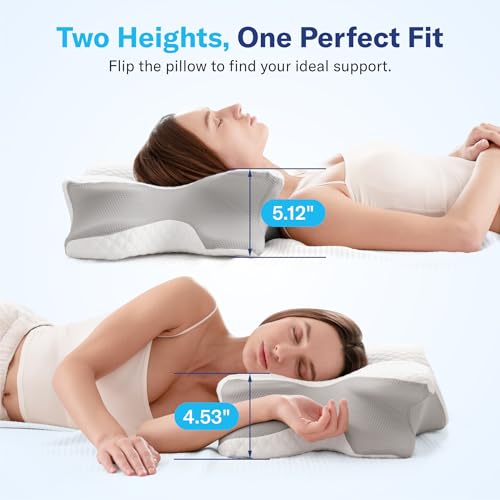 White Cervical Pillow for Neck Pain Relief & Better Sleep - Ergonomic Memory Foam