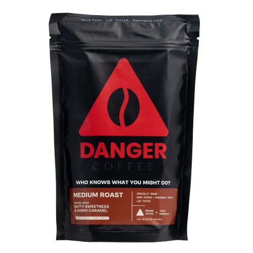 Danger Coffee Medium Roast Ground Mold-Free Coffee 10.9 oz - SCA Grade, Clean & Pure