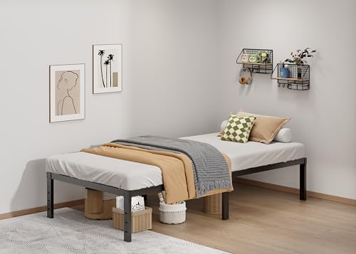 LUMUNANCE Twin Metal Bed Frame 14 Inch Platform Bed with Underbed Storage - No Box Spring Needed