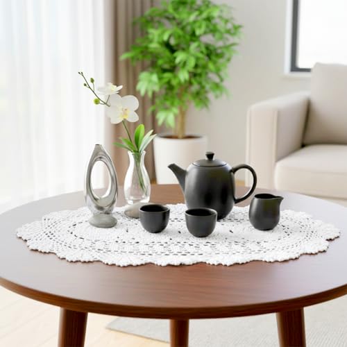Oval Lace Table Runner, 12x24 Inch Handmade Vintage Crochet Runner