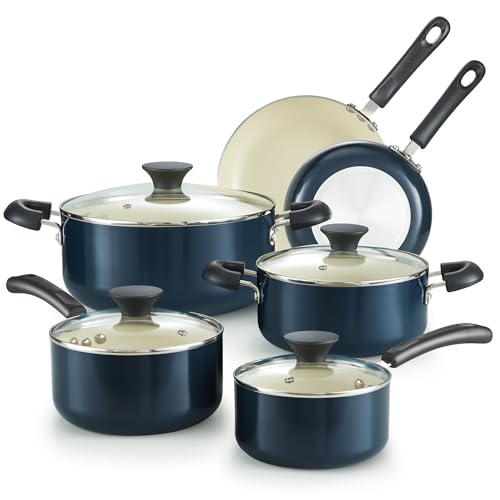 Cook N Home 10-Piece Ceramic Nonstick Cookware Set - Blue