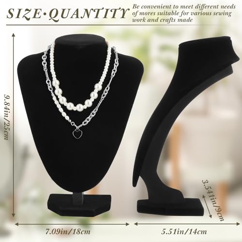 Black Velvet Necklace Display Stand Set of 6 Jewelry Holders for Necklaces