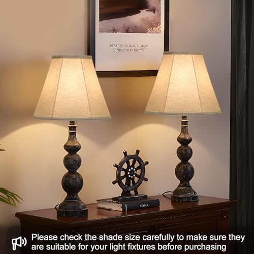 Seaside Village Beige Bell Lamp Shades Set of 2, 6" Top x 13" Bottom x 10" High