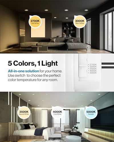 Sunco 4-Inch Recessed LED Can Lights with 5-Color CCT Switch, 11W=40W Retrofit