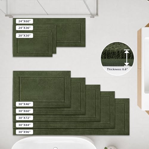 DOMUSTEX Sage Green Bathroom Rug 24x60 Inches, Non-Slip Absorbent Bath & Hallway Runner