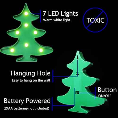 Christmas Tree Decorations Marquee Sign, Green Tree Night Lights Table & Wall Lamp Marquee Lights for Bedroom, Kids' Room, Nursery Room, Home Decorations - Xmas Tree