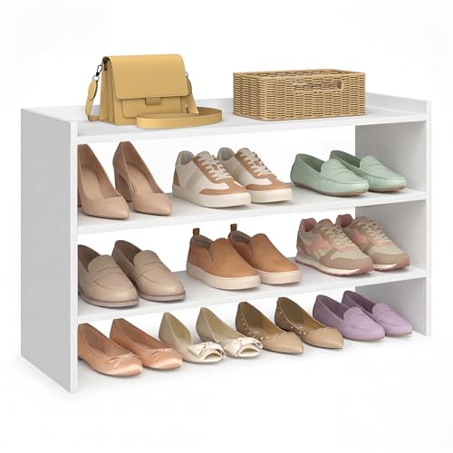 VASAGLE 3-Tier Shoe Rack for Closet, Stackable Organizer Shelf