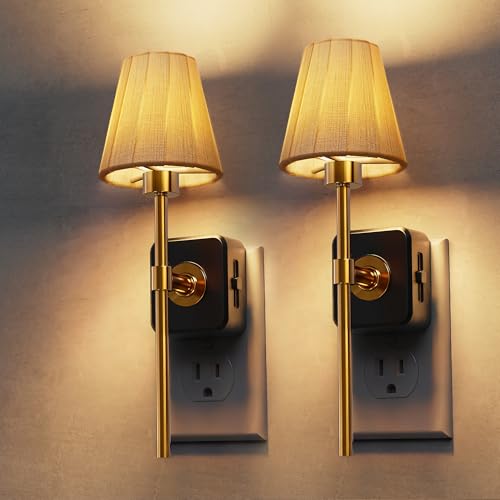 L LOHAS LED Night Light with Pleated Fabric Cover - 3000K, 2 Pack