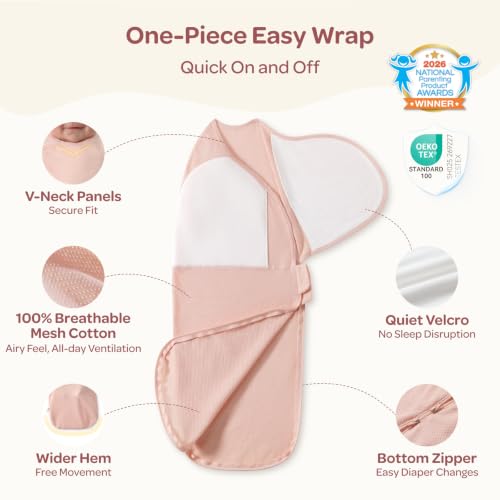 Momcozy Baby Swaddle Blanket for Newborns 0-3 Months Petal Mist – Breathable Cotton Sleep Sack