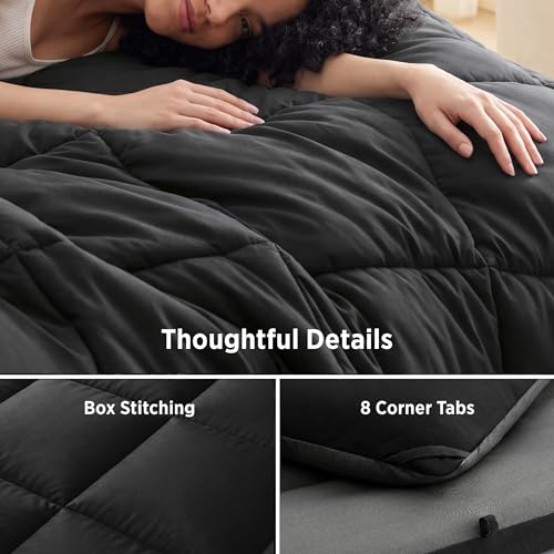 Bedsure Queen Comforter Duvet Insert - Quilted, Black/Grey, All-Season