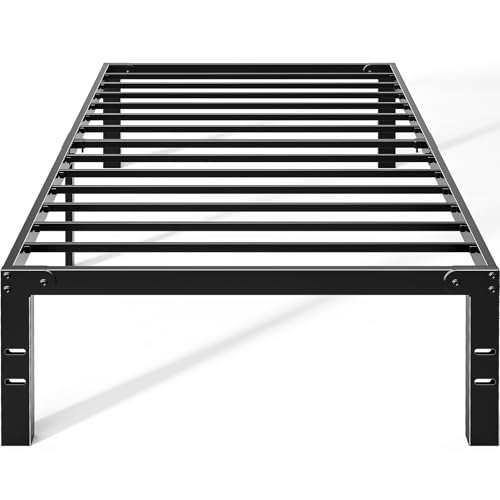 14-Inch Twin Metal Bed Frame with Storage - Heavy Duty Steel Slat Support