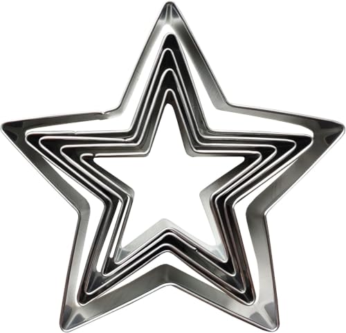 5-Pack Stainless Steel Star Cookie Cutters for Baking & Cake Decorating