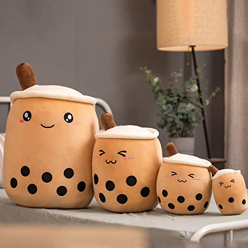 Hitoshe 27.5in Boba Plush Pillow Toy Brown Round Eye — Milk Tea Cup Hug Pillow