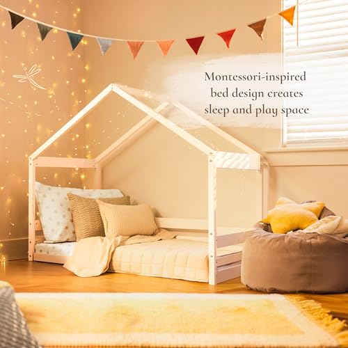 Little Seeds Trellis Toddler Bed White - Montessori-Inspired Convertible Bed & Play Fort