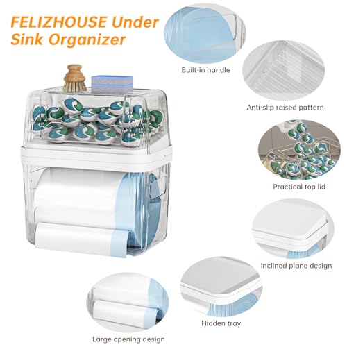 White 2-in-1 Trash Bag & Laundry Pod Dispenser Under Sink Organizer