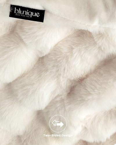 Ultra Soft Cozy Faux Fur Throw Blanket, Fuzzy Plush Thick Bubble