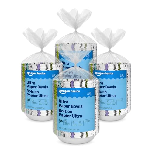 Disposable Paper Bowls 20 Oz - 540 Count (4 Packs of 135) White, Microwave Safe