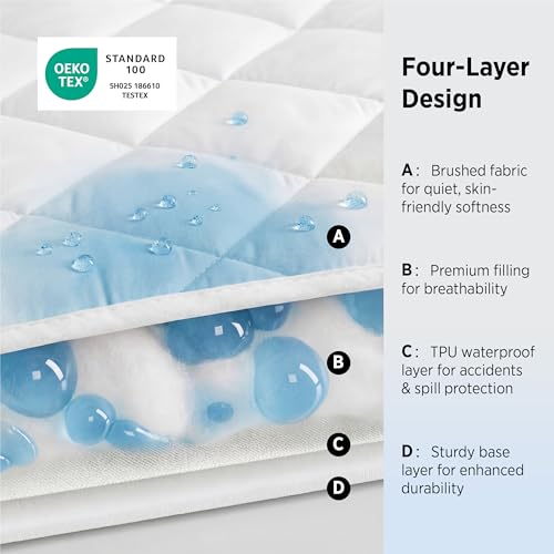 White King Mattress Protector 78x80+18 Inches Waterproof Quilted Bedding