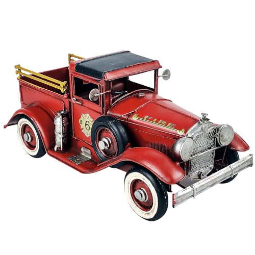 Vintage Fire Truck Model - Metal Collectible Toy 11.3 Inches Long