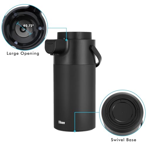 Tiken 135oz Black Insulated Coffee Dispenser with Pump – Hot & Cold Beverage Carafe