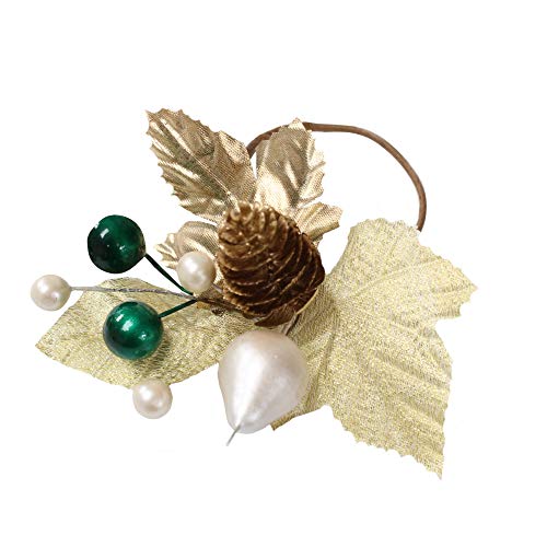 Angel Isabella Christmas Gold & Green Napkin Rings Set of 4 - Cloth Holder Decor