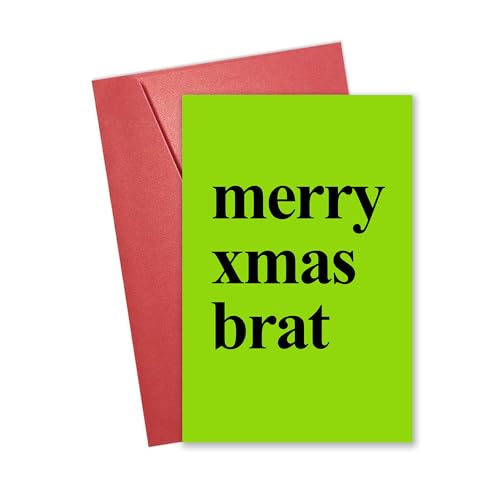 Funny Xmas Brat Greeting Card for Birthdays & Christmas - Glitter Holiday Card for 18th, 21st, 25th, 30th