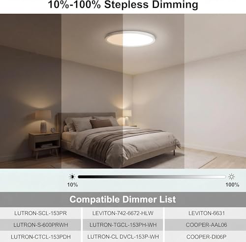 White 7-Inch LED Flush Mount Ceiling Light 4-Pack Dimmable & 5 Color Temperatures