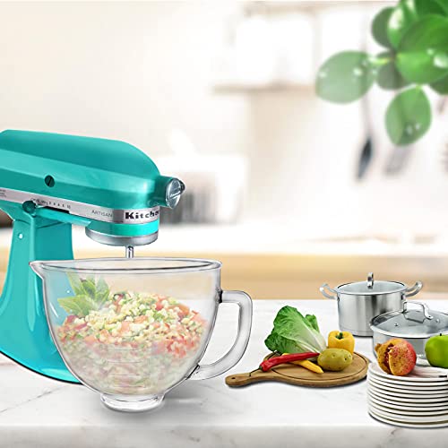 Kitwanda Glass Mixer Bowl for KitchenAid 4.5-5 Qt Stand Mixers with Handle & Measurement Markings - Clear (Secondary)
