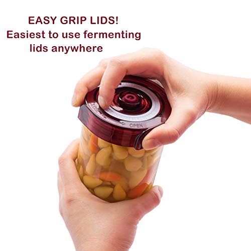 Brillenti Mason Jar Fermentation Kit with Easy Grip Lids & Weights – Food Grade Sauerkraut & Kimchi Starter