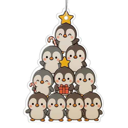 Grey Acrylic Penguins Ornament ? Penguin Christmas Ornaments, 2 Side Printed Ornament, Penguin Gift, Grey Christmas Ornaments, Gag Gifts Funny Adult, Gifts for Women, Stocking Stuffers for Kids