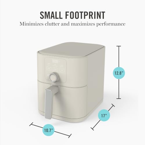 Martha Stewart 6-Quart Air Fryer with 6 Presets - Space Saving, Linen Cream