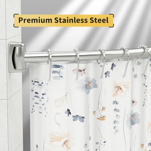 Heavy Duty Curved Shower Curtain Rod - Adjustable Nickel Finish, 42-72 Inch