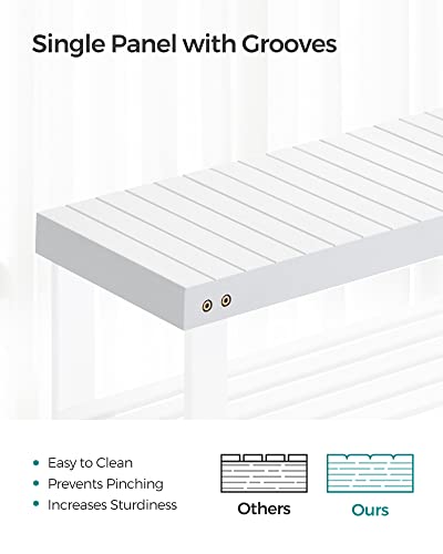 Cloud White 3-Tier Bamboo Shoe Rack Bench, Entryway Organizer, 27.6" Wide