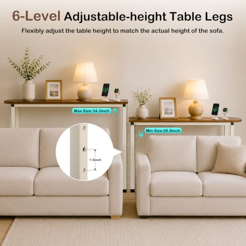 Lanlelin 78.8-Inch Adjustable Narrow Console Table for Behind Couch, Entryway, Living Room