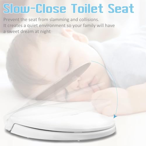 Heavy Duty Elongated Toilet Seat with Soft Close Hinges - Compatible with TOTO