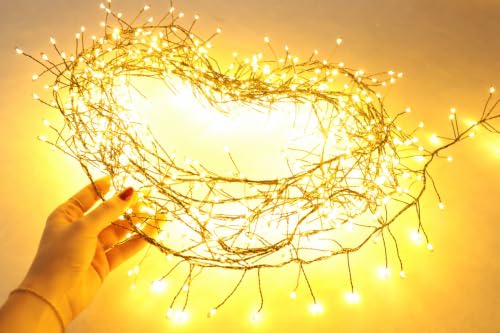 Black Plug-in 752 LED Cluster Fairy String Lights 30.7FT Warm White
