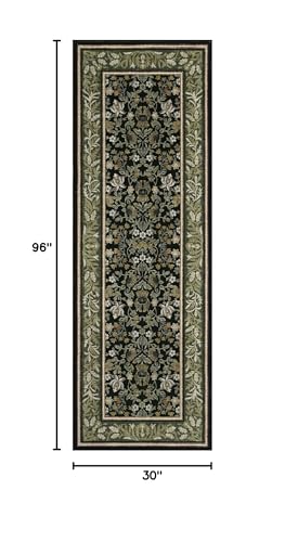 GarveeHome 2.5x8 Green Black Christmas Runner Rug Non Slip Washable Hallway