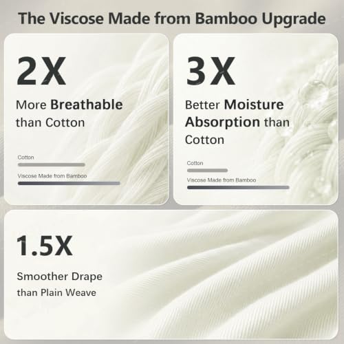 QUTOOL Bamboo Viscose King Bed Sheets Set Ivory 4PC Cooling Luxury Bedding