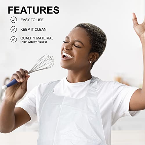MT Products 2 Mil White Disposable Waterproof Aprons 46x28 Inches - Bulk 100 Pack